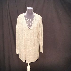 Questions heathered gray long sleeve tunic size XL